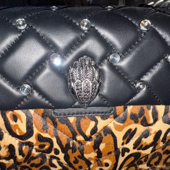 Kurt Geiger Quilted Black and Leopard Print Bag - Picture 2 of 4